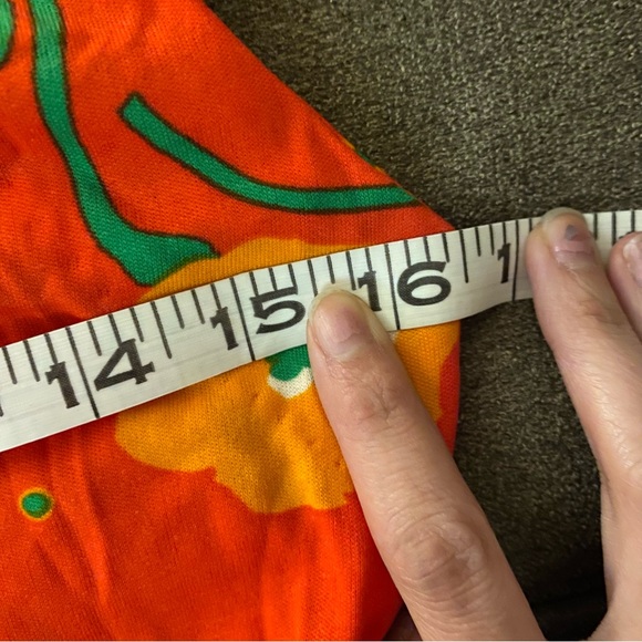 Vintage Leslie J bright red floral flower ruffle top maxi dress S Hawaiian - Picture 5 of 14